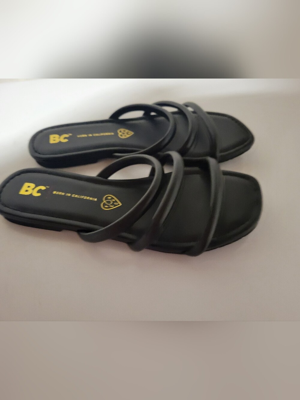 BC Black Multi-Strap Slide Sandals for Women